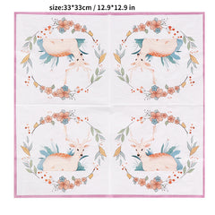 20pcs Plum Deer Print Napkin Tissue for Party Decorations