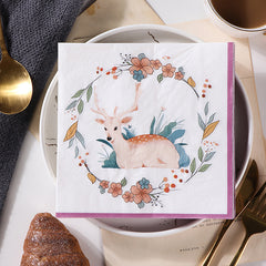 20pcs Plum Deer Print Napkin Tissue for Party Decorations