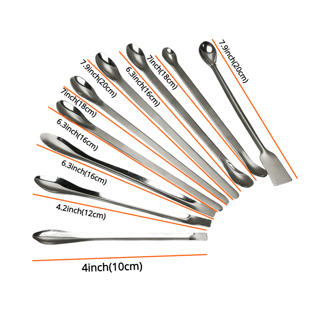 9pcs Stainless Steel Lab Spatula Micro Scoop Set Mixing Spatula for Powders