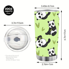 590ml Cartoon Panda Coffee Mug Stainless Steel Water Cup Leakproof Portable