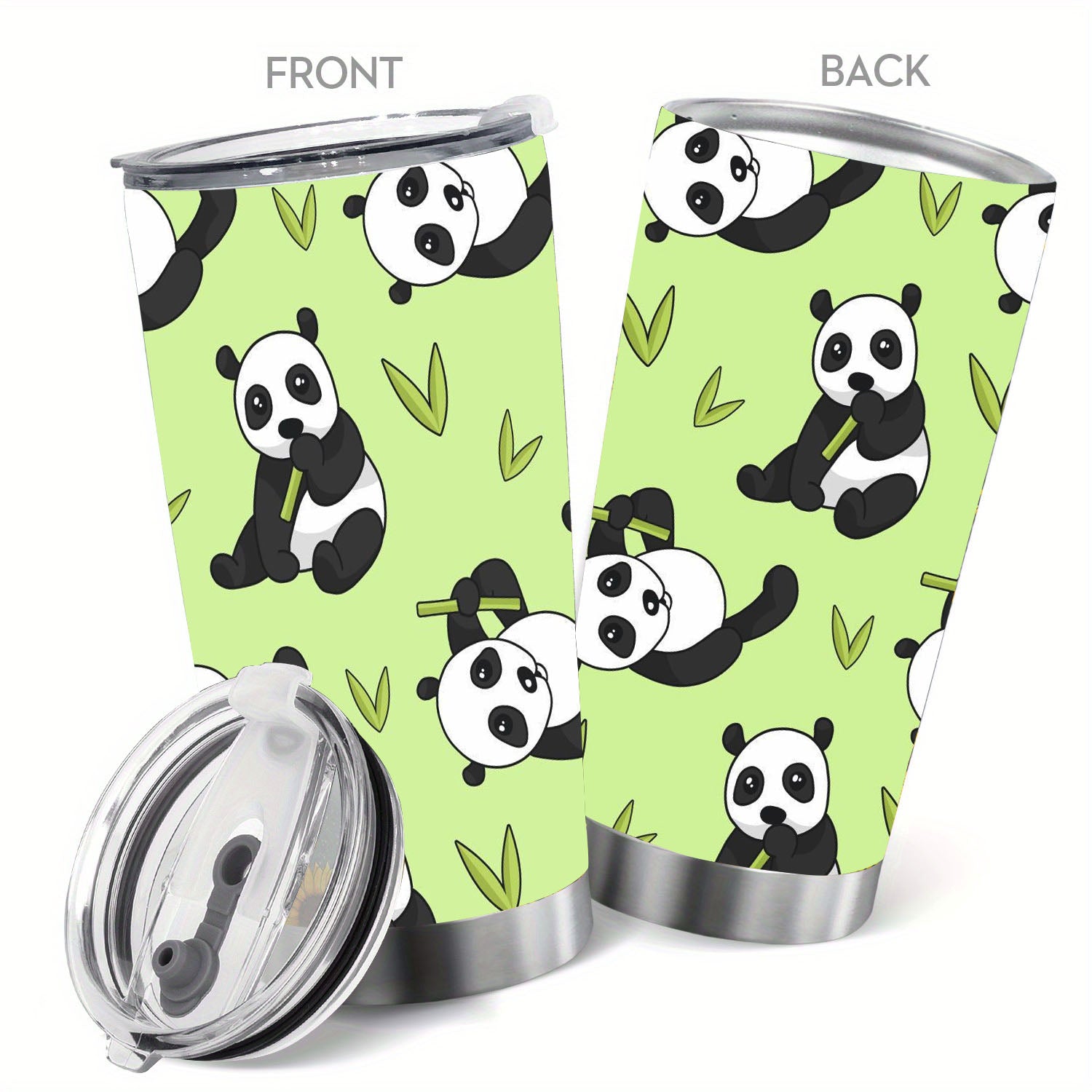 590ml Cartoon Panda Coffee Mug Stainless Steel Water Cup Leakproof Portable