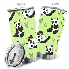 590ml Cartoon Panda Coffee Mug Stainless Steel Water Cup Leakproof Portable