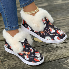 Christmas Snowman Print Plush Lined Snow Shoes