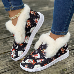 Christmas Snowman Print Plush Lined Snow Shoes
