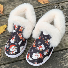 Christmas Snowman Print Plush Lined Snow Shoes