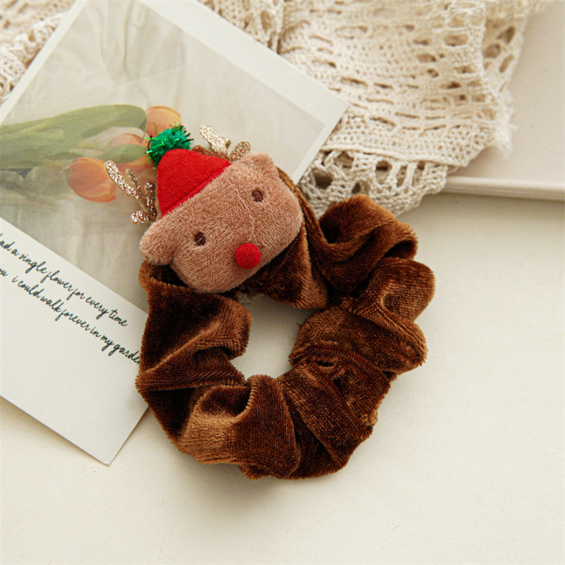Christmas Plush Scrunchies Headband High Elastic Hair Ties