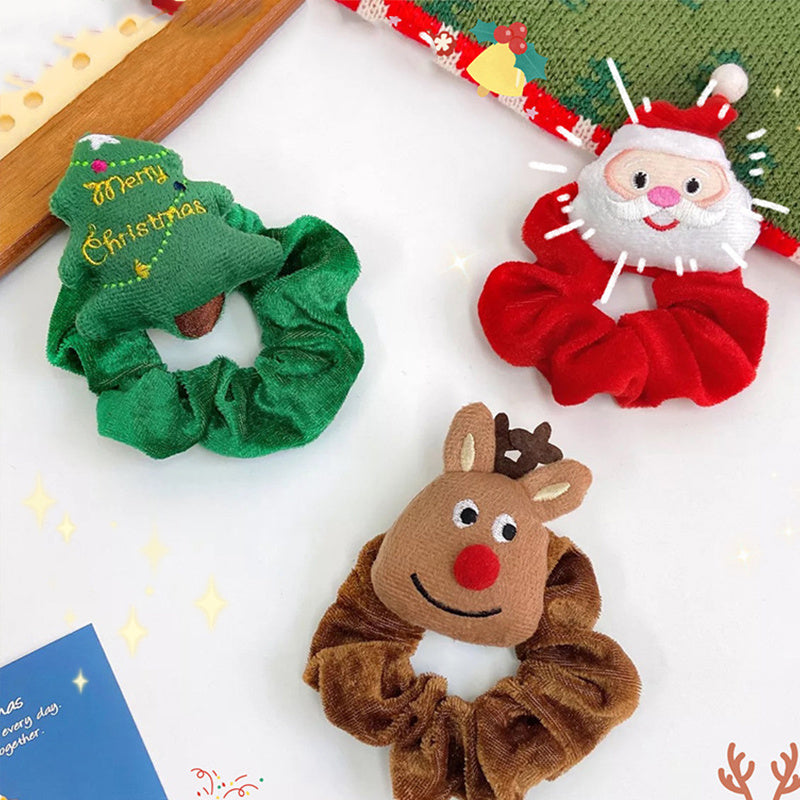 Christmas Plush Scrunchies Headband High Elastic Hair Ties