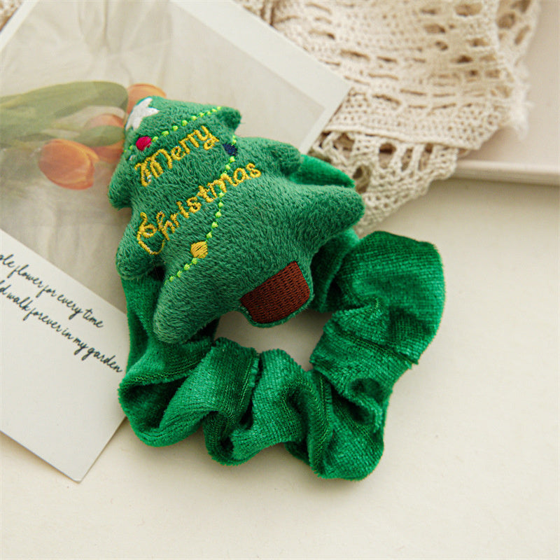 Christmas Plush Scrunchies Headband High Elastic Hair Ties
