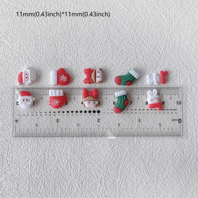 20pcs Christmas Resin Nail Art Charms Santa Elk Snowman DIY Decoration