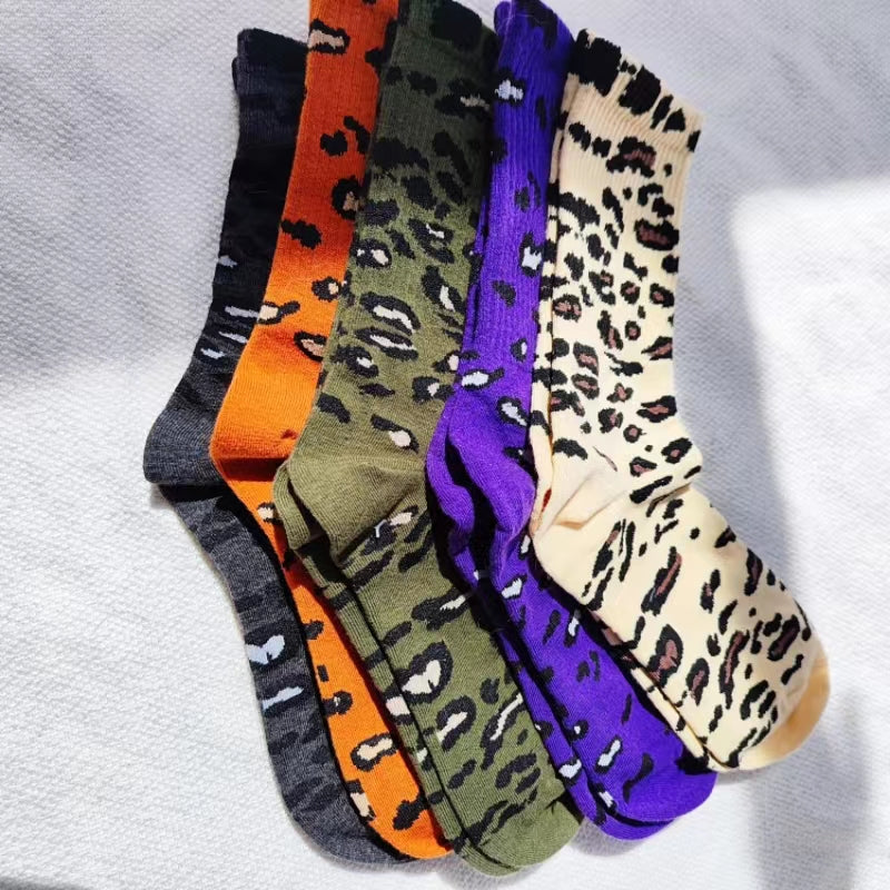 5 Pairs Animal Funny Socks Leopard Print Unisex Comfortable Sports Socks