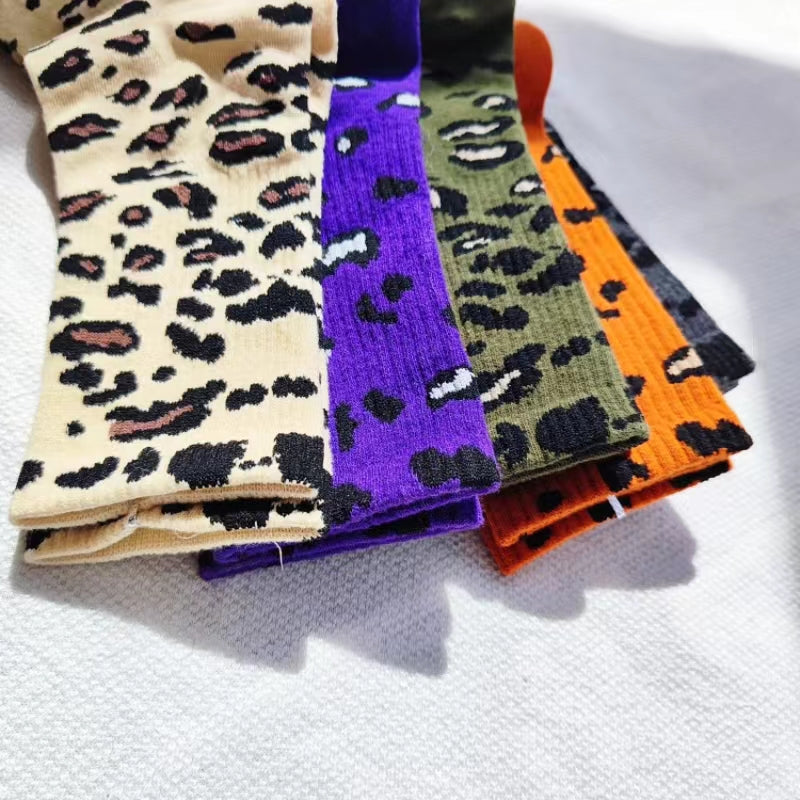 5 Pairs Animal Funny Socks Leopard Print Unisex Comfortable Sports Socks
