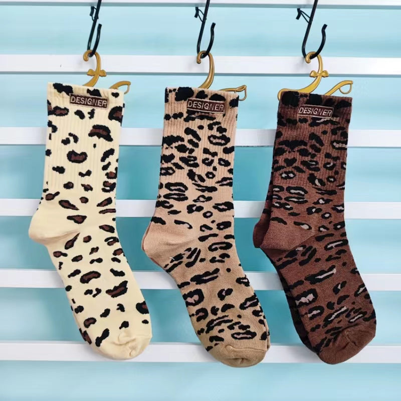 5 Pairs Animal Funny Socks Leopard Print Unisex Comfortable Sports Socks