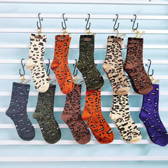 5 Pairs Animal Funny Socks Leopard Print Unisex Comfortable Sports Socks