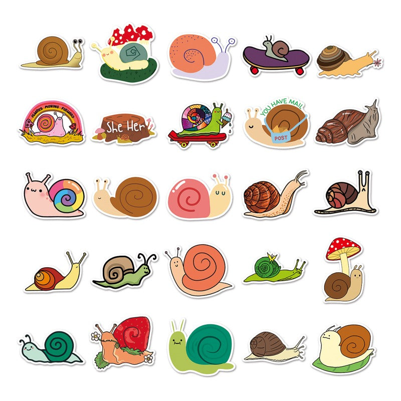 50pcs Snail Animals Waterproof Decorative Stickers