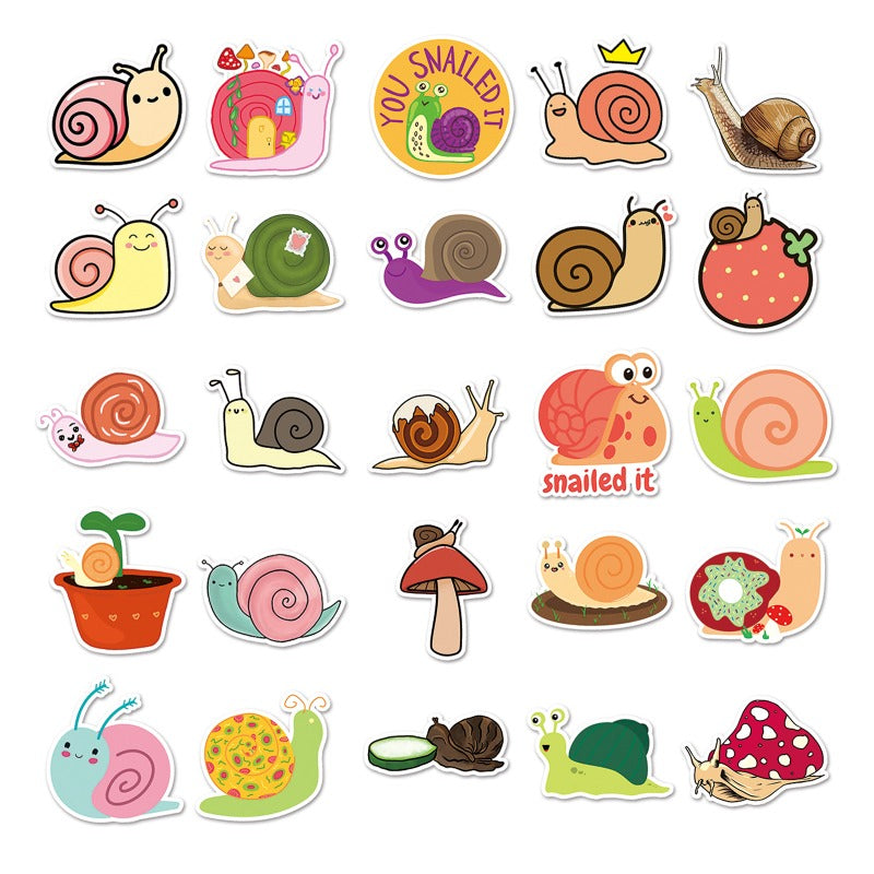 50pcs Snail Animals Waterproof Decorative Stickers