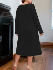 Women's Plus Size Slogan Print Long Sleeve Lounge Dress