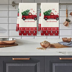 2pcs Christmas Plaid Dish Towels Snowman Pattern Cleaning Cloth