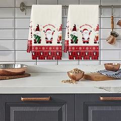 2pcs Christmas Plaid Dish Towels Snowman Pattern Cleaning Cloth
