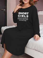 Women's Lounge Dress Letter Print Long Sleeve Round Neck