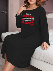 Heart & Letter Graphic Long Sleeve Lounge Dress