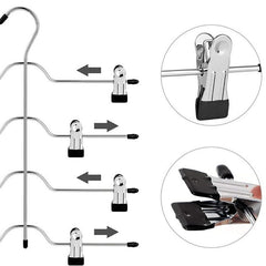 4 Tier Pant Hanger Multifunction Shelves Magic Trouser Hangers Closet Storage