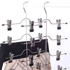 4 Tier Pant Hanger Multifunction Shelves Magic Trouser Hangers Closet Storage