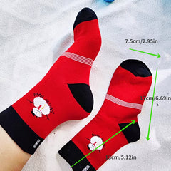 5 Pairs Christmas Sports Socks Comfortable Holiday Design
