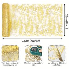 2pcs Sequin Gold Mesh Table Runner Roll Event Party Decorations