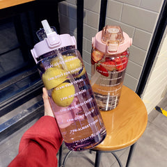 Transparent Large Capacity Water Cup with Straw and Handle