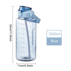 Transparent Large Capacity Water Cup with Straw and Handle