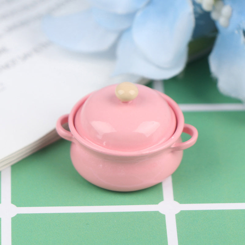 1pc Dollhouse Mini Metal Cooking Stockpot Dollhouse Cookware Mini Candy Stockpot