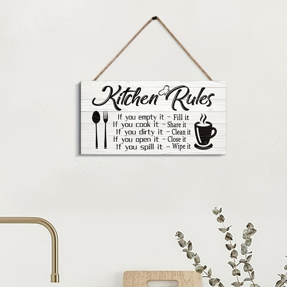 Art Kitchen Rules Wooden Plaque Canvas Print Wall Decor