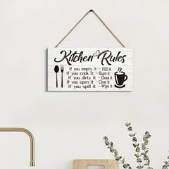 Art Kitchen Rules Wooden Plaque Canvas Print Wall Decor