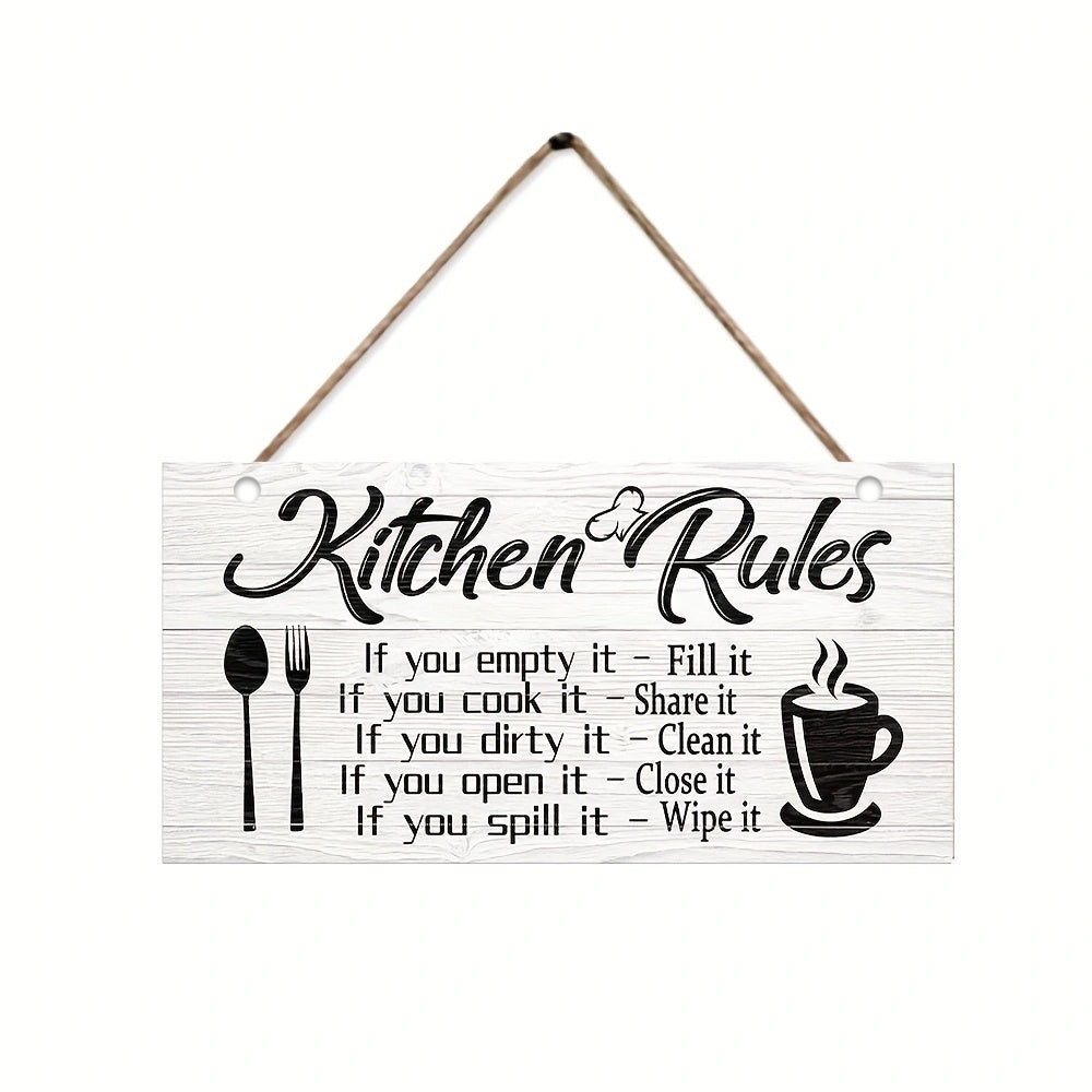 Art Kitchen Rules Wooden Plaque Canvas Print Wall Decor