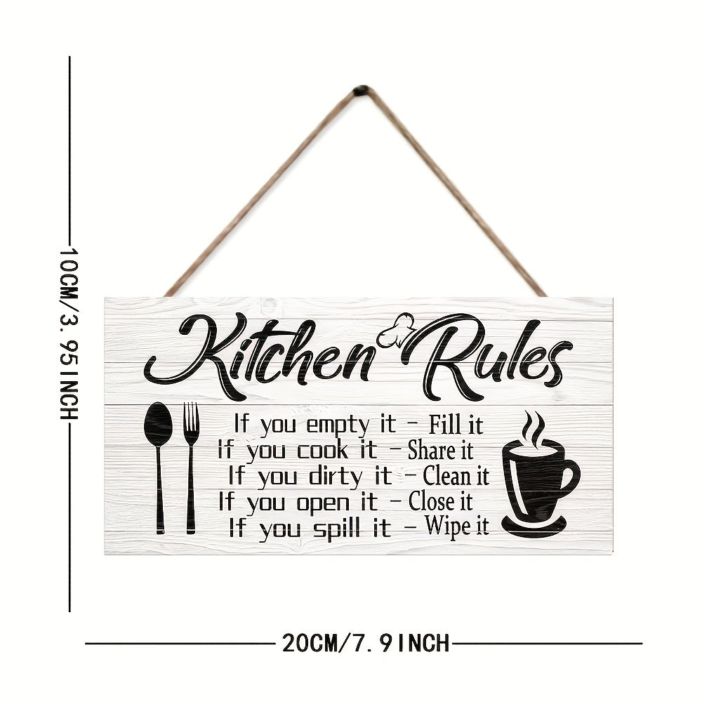 Art Kitchen Rules Wooden Plaque Canvas Print Wall Decor
