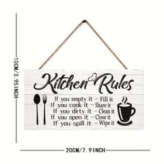 Art Kitchen Rules Wooden Plaque Canvas Print Wall Decor