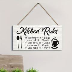Art Kitchen Rules Wooden Plaque Canvas Print Wall Decor