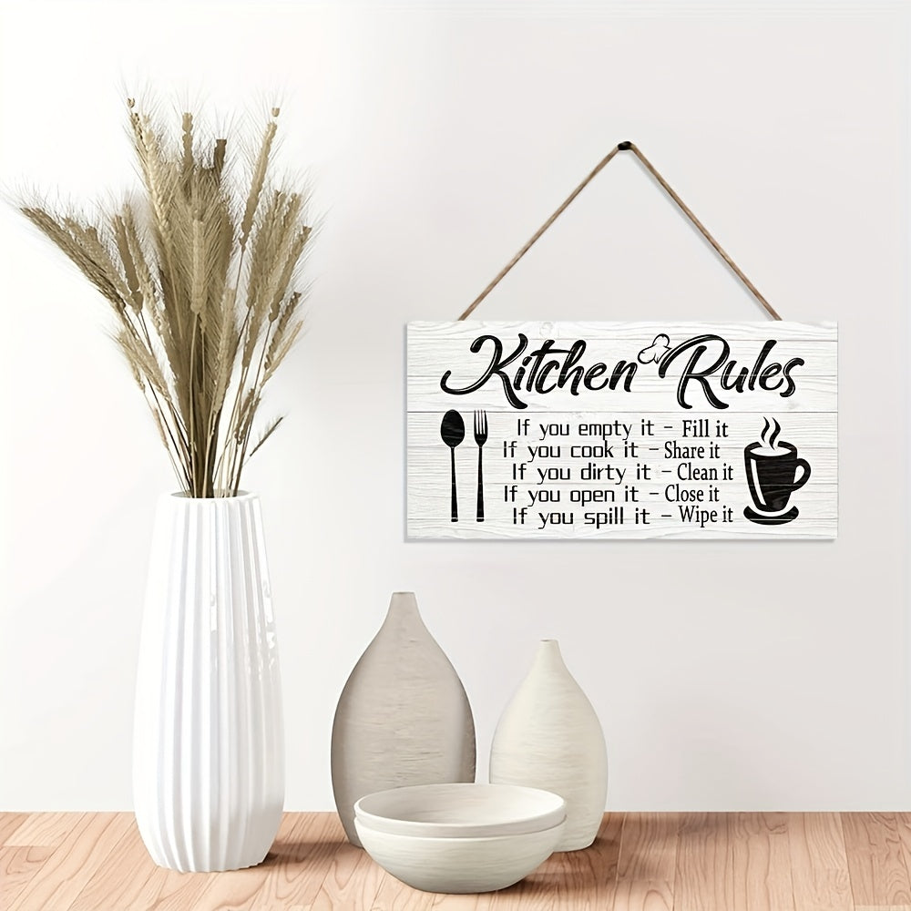 Art Kitchen Rules Wooden Plaque Canvas Print Wall Decor