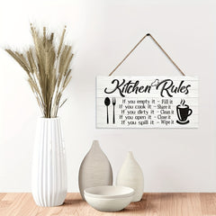 Art Kitchen Rules Wooden Plaque Canvas Print Wall Decor