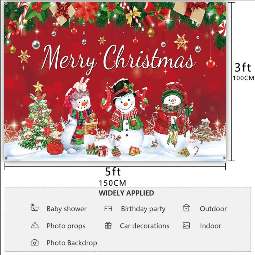 Red Snowman Christmas Backdrop Hanging Cloth Photography Props