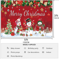 Red Snowman Christmas Backdrop Hanging Cloth Photography Props