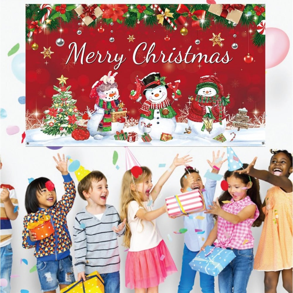 Red Snowman Christmas Backdrop Hanging Cloth Photography Props
