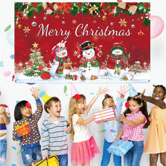 Red Snowman Christmas Backdrop Hanging Cloth Photography Props