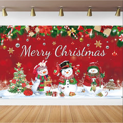 Red Snowman Christmas Backdrop Hanging Cloth Photography Props