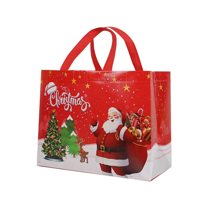 10pcs Christmas Gift Bags - Medium Non-woven Tote Bags for Christmas Party