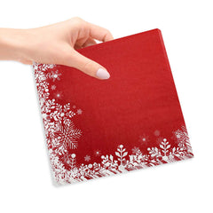 20pcs Christmas Red Snowflake Napkins Ice And Snow Party Decoration