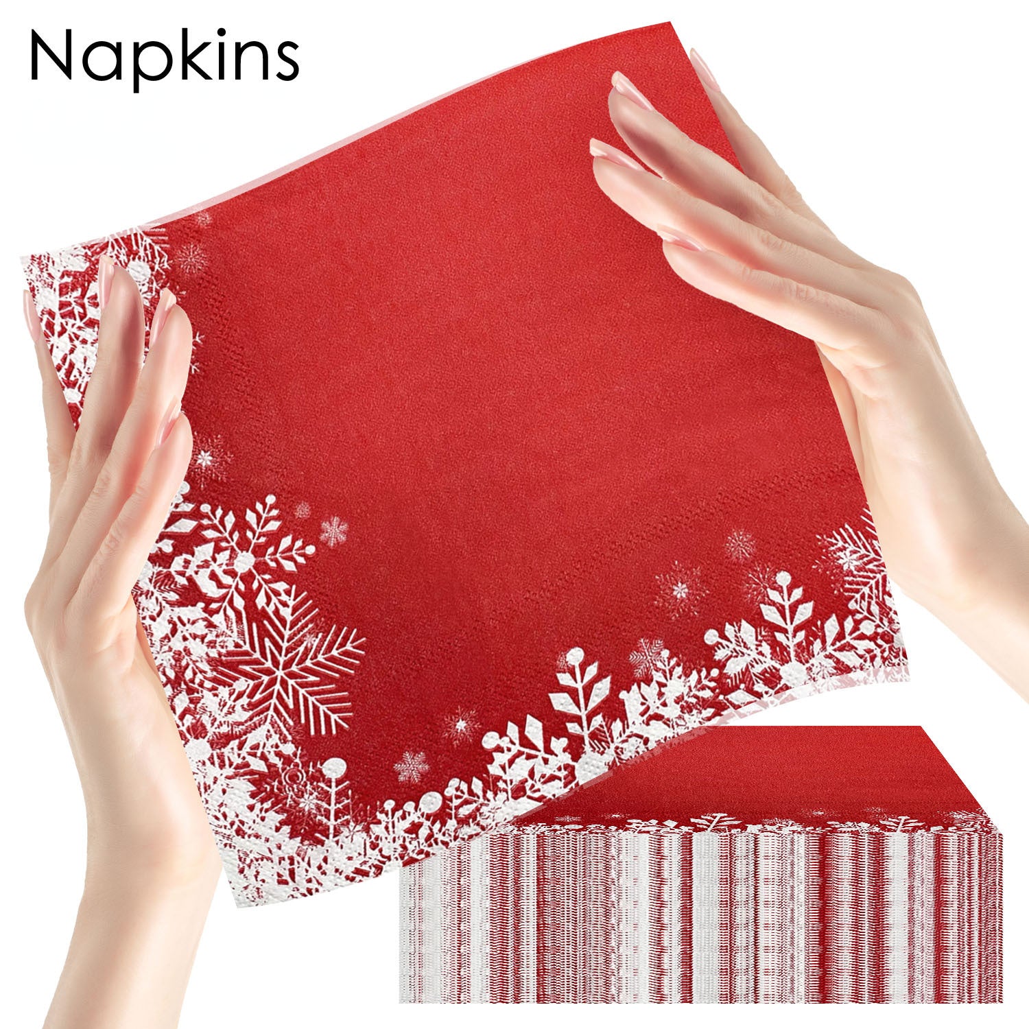 20pcs Christmas Red Snowflake Napkins Ice And Snow Party Decoration