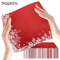 20pcs Christmas Red Snowflake Napkins Ice And Snow Party Decoration