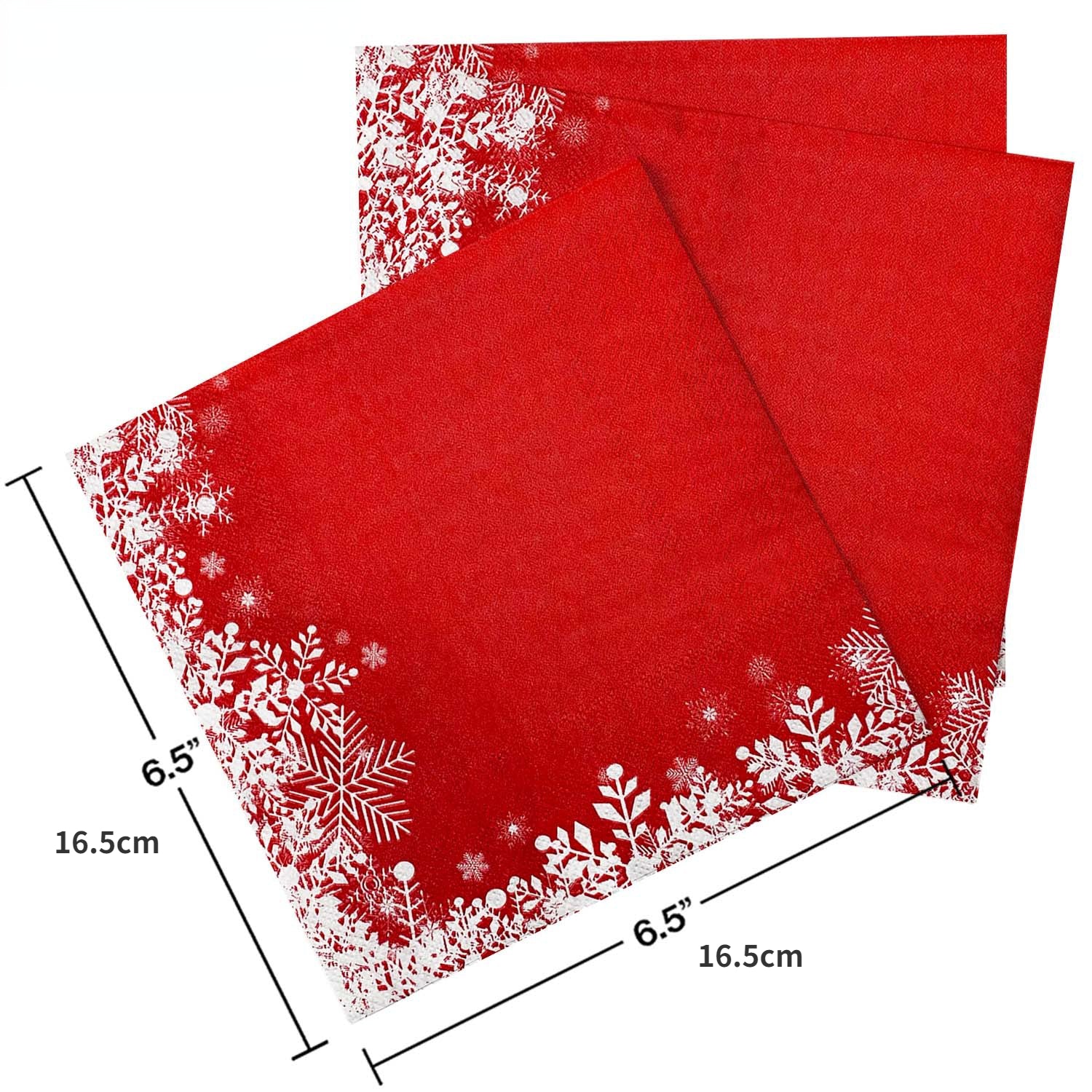 20pcs Christmas Red Snowflake Napkins Ice And Snow Party Decoration