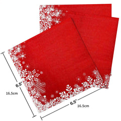 20pcs Christmas Red Snowflake Napkins Ice And Snow Party Decoration